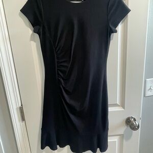 LOFT Black Sheath Mini Dress Crew Neck Short Sleeve